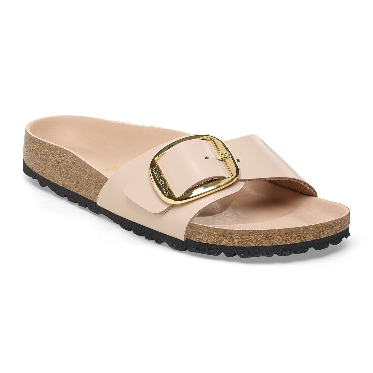 Madrid Big Buckle Natural Leather Patent - High-Shine New Beige