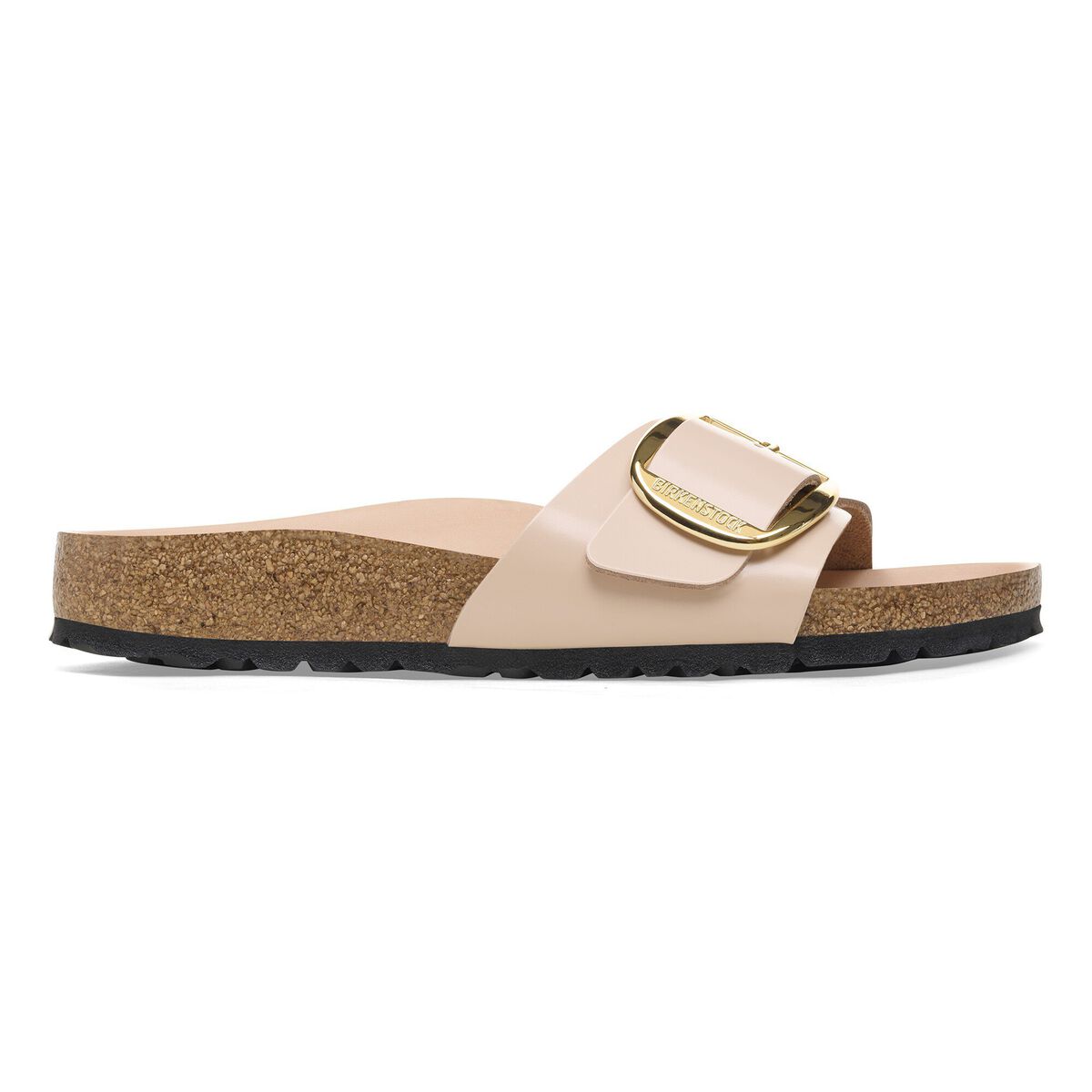 Madrid Big Buckle Natural Leather Patent - High-Shine New Beige