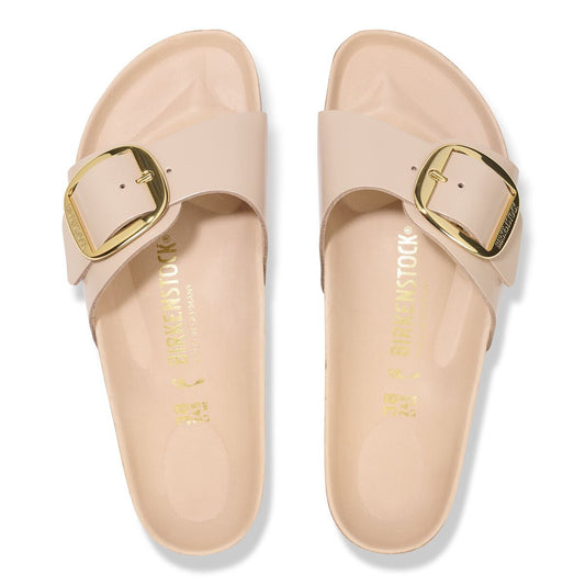 Madrid Big Buckle Natural Leather Patent - High-Shine New Beige