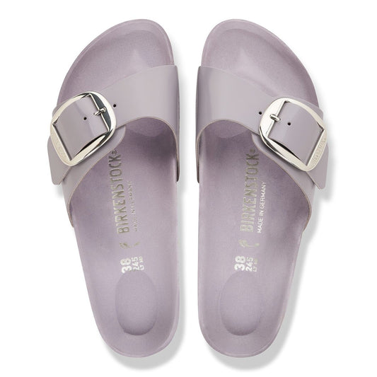 Madrid Big Buckle Natural Leather Patent - High-Shine Lavender Sky