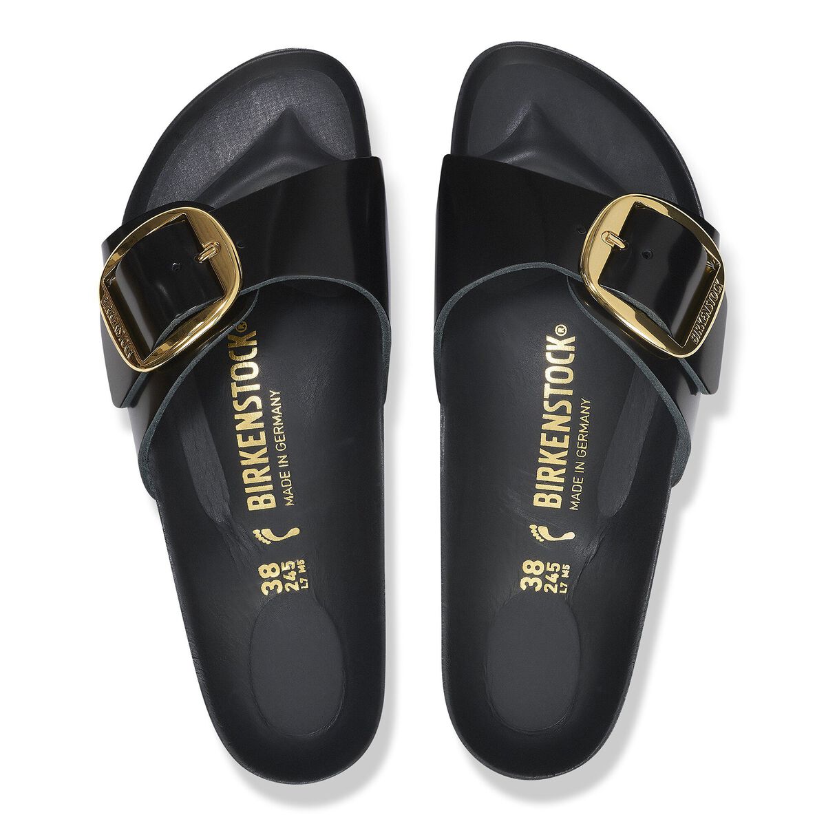 Madrid Big Buckle Natural Leather Patent - Nappa Glamour