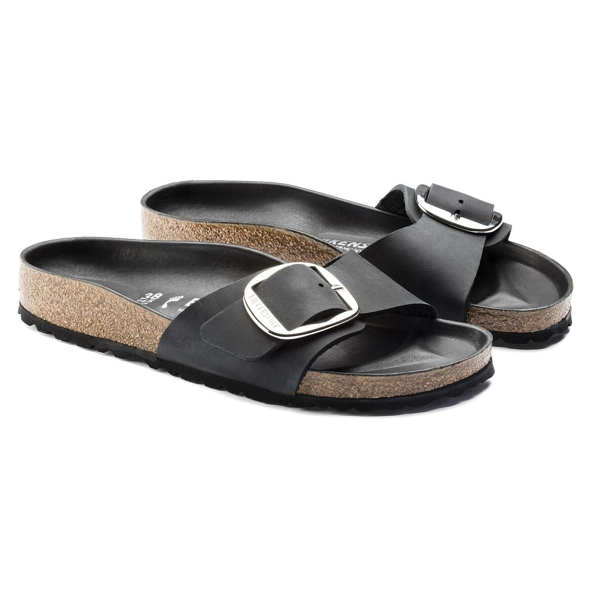 Madrid Big Buckle Natural Leather Oiled - Black