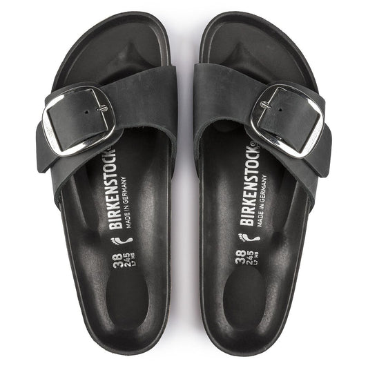 Madrid Big Buckle Natural Leather Oiled - Black