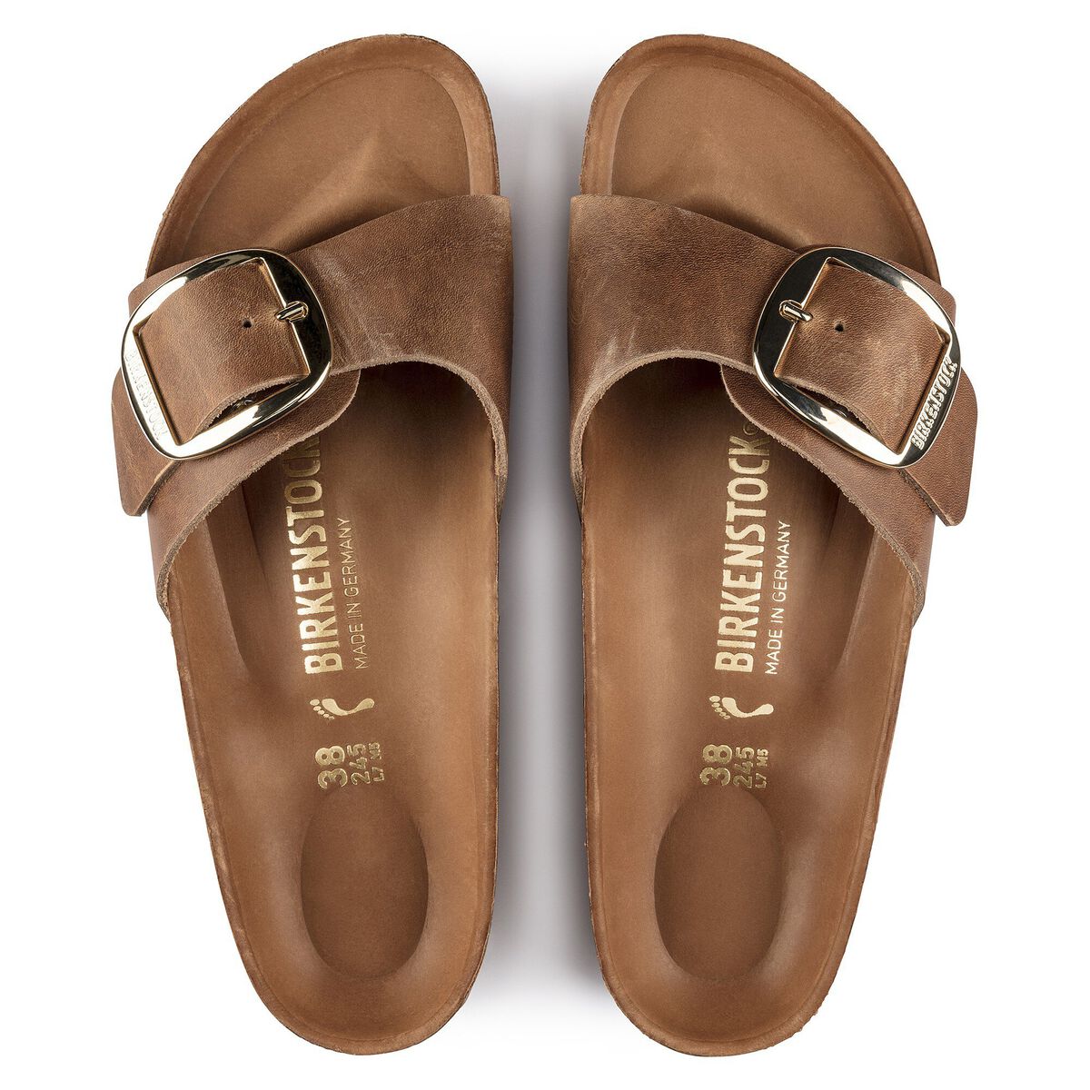 Madrid Big Buckle Natural Leather Oiled - Cognac